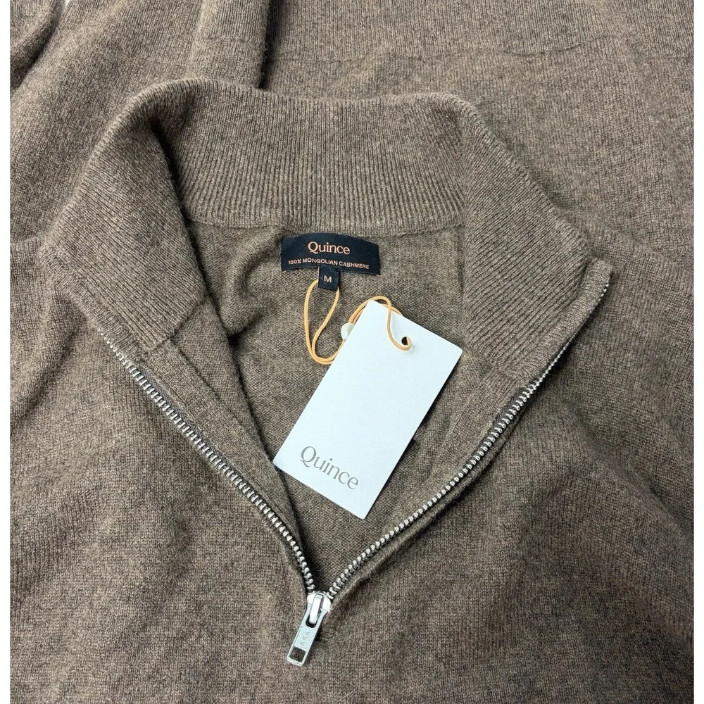 Quince Sweater Mens Med 100% Mongolian Cashmere 1/4 Zip Mock Neck Sweater  (C3)